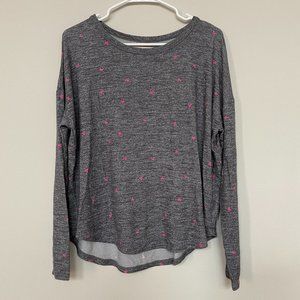 Lucky Brand Grey with Hearts Cloud Jersey Long Sleeve Crew